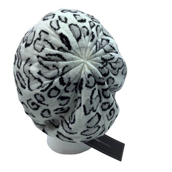 BCBG Max Azria Leopard Beanie Cap Hat NWT Women One Size Animal Print - Picture 2 of 5